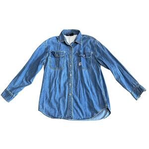 DKNY Official Uniform of New York Vintage Y2K Denim Jean Shirt Men's Small